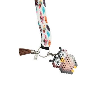 Owl Keychain with Feather Lanyard